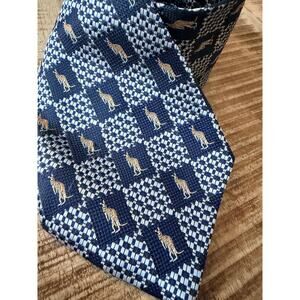 Australian Ties Kangaroo Silk Tie Blue Checkered Handmade Novelty